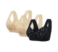 Sujetadores de talla grande para mujer para verano 2025, juego de 3 piezas: brasier frontal transpirable, soporte completo, espalda ancha, sin aros, deportes diarios, M, 66