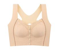 Sujetadores Deportivo Mujer Sin Espalda Espalda Ancha Invisible Ropa Interior con Espalda Ancha Cuello En V Prenda Íntima(Beige, XXL)