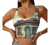Sujetadores deportivos coloridos de alto soporte para el hogar abandonado para mujeres - Tops de entrenamiento cómodos y elegantes | Plus, Negro , X-Large
