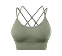 Sujetadores deportivos con espalda para mujer, con relleno, tirantes delgados, para yoga, entrenamiento, fitness, bajo impacto, sostén de maternidad acolchado, verde, L