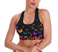 Sujetadores Deportivos con Estampado de Mariposas Coloridas, Estilo Vaquero, con Serpientes y Botas Rosas, para Mujer. Camisetas Cortas sin Mangas para Yoga y Entrenamiento físico.
