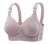 Sujetadores deportivos de talla grande para mujer, sin aros, cómodos, suaves, de apoyo, bonitos y fuertes, Morado (, 74
