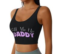 Sujetadores Deportivos para Mujer Fill Me Up Daddy Design Crop Top Sugar Baby Divertido Estilo Coqueto Camisetas Sin Mangas Hotwife Traviesas Damas Sujetadores De Yoga Acolchados Removibles Negro XL