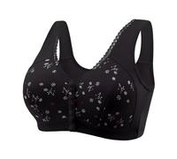 Sujetadores deportivos para mujer, talla grande, con cierre frontal, sin aros, sin varillas, de algodón, sin espalda, push up, yoga, deportes, de algodón, parte superior suave, Negro, L