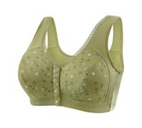 Sujetadores deportivos para mujer, talla grande, con cierre frontal, sin aros, sin varillas, de algodón, sin espalda, push up, yoga, deportes, de algodón, parte superior suave, verde, L
