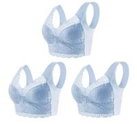Sujetadores Mujer Sujetador de Encaje sin Costuras Seda Hielo 3 Piezas, Ropa Interior Soporte Superior aro Acero, cómodo, Talla Grande, Bralette Tipo Chaleco(L (50-60kg),Gold)