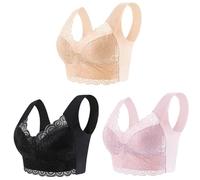 Sujetadores Mujer Sujetador de Encaje sin Costuras Seda Hielo 3 Piezas, Ropa Interior Soporte Superior aro Acero, cómodo, Talla Grande, Bralette Tipo Chaleco(4XL (90-100kg),Deep Green)