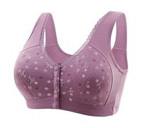 Sujetadores Mujer,Talla Grande con Correa Ajustable para el Hombro y Copa Moldeadora Botones Encaje Sexy para Mujer Lactancia Pecho Grande (Purple, XL)