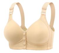 Sujetadores para mujer, cierre frontal a presión, sin aros, casual, elástico, ombliguera, sin mangas, cómodo, cobertura completa, brasier sin varillas, compra de nuevo mis pedidos, beige, M