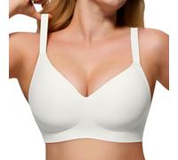 Sujetadores push up Beauty Lace sin relleno reductor de figura completa, brasier de 2 copas, brasier con aros, cómodo, suave, sin aros, para mujer, blanco, 3XL