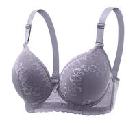 Sujetadores Push-up de Encaje - Cómodo, Transpirable - Sin Costuras, Tirantes de Espaguetis - Elegante - Antideslizante - Para Mujer - De Encaje - Para Tetas Grandes, gris, 80BC