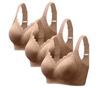 Sujetadores sin aros para mujer, paquete de 3 unidades, brasier antiflacidez, brasier de apoyo push up para pechos grandes, transpirables, pechos grandes, ajustables, brasier deportivo anticaída