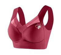 Sujetadores sin tirantes para mujer, encaje de belleza, no acolchado, reductor, figura completa, brasier de 2 copas, brasier con aros, cómodo y doble soporte para busto grande, Rojo De La Sandía, 3XL