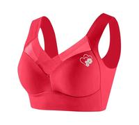 Sujetadores sin tirantes para mujer, encaje de belleza, no acolchado, reductor, figura completa, brasier de 2 copas, brasier con aros, cómodo y doble soporte para busto grande, rosso, L