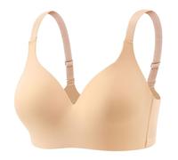 Sujetadores talla A para mujer, ropa interior de color liso, agradable a la piel y cómodo, brasier de espalda baja, beige, XL