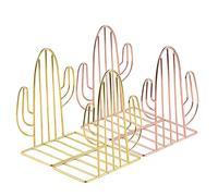 Sujetalibros, 2 pares Estanterías de Metal, Estanterías Decorativas de Cactus, Utilizados Para la Oficina, la Escuela, Sujetalibros para el Hogar Regalo del dia del Niño(Oro y Oro Rosa)