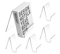 Sujetalibros acrílico, 5 unidades, 7,5 x 9 x 10 cm, oblicuo, transparente, soporte para libros, libros, fotos, DVD, organizador de libros, soporte para niños, escuela, oficina