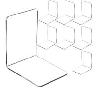 Sujetalibros Acrilico Transparente 8 Piezas Sujetalibros Estanteria Transparente, en Forma de L, Organizador para Hogar, Oficina, Estantería, Escritorio, Biblioteca (10x10x13cm)