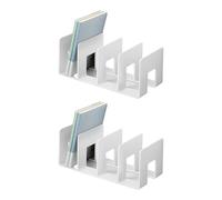 Sujetalibros acrílicos de 2 piezas, 4 secciones, 4 secciones, sujetalibros para revistas, tapón, organizador de escritorio, organizador decorativo para sujetalibros