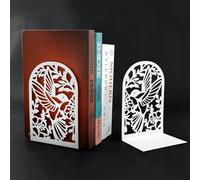 Sujetalibros Blanco- Apoya Libros Estanteria de Metal para Oficina, Escuelas, Biblioteca, Soporte Libros 1 Pares