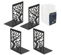 Sujetalibros de 2 Pares (= 4 Unidades), sujeta Libros de Metal Negro, sujeta Libros estanteria para Libros, estantería, Oficina/Escuela/hogar, Biblioteca de Libros, Libros para CD, 12 x 16 x 9,5 cm