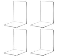 Sujetalibros de Acrílico Transparente, 4 Piezas sujeta Libros estanteria para Escuela, hogar, Oficina, Biblioteca, Dormitorio, organización de Escritorio (12,5x12,5x18,5cm)
