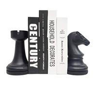 Sujetalibros de ajedrez, sujetalibros Decorativos universales económicos, Soportes Pesados para Libros, 7 x 7 x 4 Pulgadas, Negro, 1 par/2 Piezas (sujetalibros de Piezas de ajedrez)