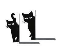 Sujetalibros de Gato - 2 Piezas, Soporte Metálico Antideslizante con Gato que Asoma la Cabeza,Sujetalibros para Estantes,para estanterías, escritorio, hogar, dormitorio, decoración y amantes de la lec