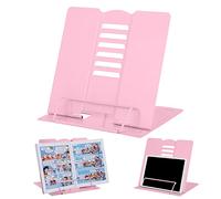 Sujetalibros de Lectura Soporte para Libros de Cocina, 6 Niveles Ajustable de Metal Plegable Multifunción Antideslizante para Niños para Cocina Estudio Oficina Escuela Tesis (Rosa Claro)