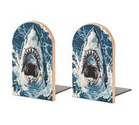 Sujetalibros de Madera con diseño de tiburón, 2 Unidades, Resistentes, organizadores de Escritorio para el hogar, la Oficina y Las bibliotecas.