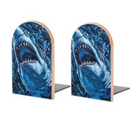 Sujetalibros de Madera con diseño de tiburón, 2 Unidades, Resistentes, organizadores de Escritorio para el hogar, la Oficina y Las bibliotecas.