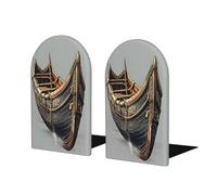 Sujetalibros de madera con estampado de barcos vikingos, organizador de libros para libros, revistas, DVD y videojuegos