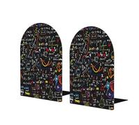 Sujetalibros de madera con estampado de fórmula matemática, base de metal, tapón decorativo para libros para oficina en casa