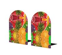 Sujetalibros de madera con estampado de piña de frutas frescas, soportes resistentes para libros, oficina, hogar y biblioteca, juego de sujetalibros de madera decorativo