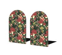 Sujetalibros de madera con impresión artística de hongos brillantes, organizador de libros resistente y elegante, buenos regalos para los amantes de los libros