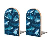 Sujetalibros de Madera de tiburón, 2 Unidades, Resistentes, organizadores de Escritorio para bibliotecas de Oficina en casa.