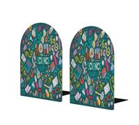 Sujetalibros de madera para estantes de ciencia y química, 1 par de sujetalibros de madera resistente, soporte decorativo para libros, para el hogar, oficina, biblioteca, escuela (17 x 12 cm)