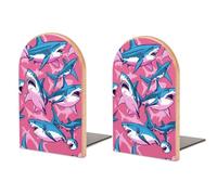 Sujetalibros de Madera Rosa tiburón, 2 Unidades, Resistentes, organizadores de Escritorio para el hogar, la Oficina y Las bibliotecas.