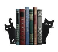 Sujetalibros de Metal,2 Piezas, Soporte Metálico Antideslizante con Gato Que Asoma la Cabeza | Lindos Topes para Libros,para estanterías, Escritorio, hogar, Dormitorio, decoración y Amantes de la