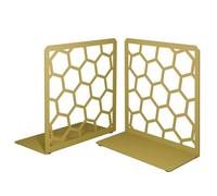 Sujetalibros de Metal con diseño geométrico de Panal de Abeja (Dorado, 1 par)