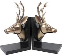 Sujetalibros de resina de ciervo, arte moderno coleccionable, escultura de cabeza de animal para decoración de oficina en casa y regalo