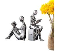 Sujetalibros de servicio pesado - sujetalibros decorativos, ajustables | Sujetalibros modernos y antideslizantes de cerámica resistente, estatuillas abstractas para la inauguración de la casa