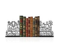 Sujetalibros decorativo de metal de 24 x 12 cm, sujetalibros de dragón único, decoración de dragón de fantasía, sujetalibros lindos y de fantasía con patrón de dragón y gato acostados en la estantería