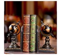 Sujetalibros Decorativos Finalización de Libros, Bookends Decorativos Globo Rústico, 1 par Estilo Vintage Bookend Resin Resident Reser Libro Apto for Pesados Antideslizantes Originales(B)