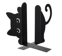Sujetalibros Decorativos para Gatos - 16x3x15cm Diseño Lindo de Gato de Hierro Negro, Topes para Libros Resistentes, Piezas para Sala de Estudio | Sujetalibros funcionales para estantería, escritorio,