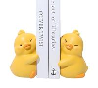 Sujetalibros decorativos - Resina 17 x 13 x 10 cm | Contador | Pequeño Pato Amarillo Lindo Sujetalibros Lindo, Organizador Elegante para Libros, Novelas, Revistas, Escritorio de oficina, Biblioteca