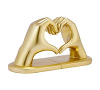 Sujetalibros dorados decorativos, estatua del dedo del amor | Sujetalibros decorativos en forma de corazón | Sujetalibros en forma de corazón para estanterías y mesas de café