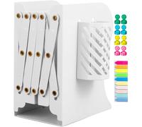 Sujetalibros Estanteria, Sujeta Libros Metálica Sujetalibros Estanteria Antideslizante Soporte Extensible para Libros de Escritorio para Oficina, Escuelas, Decoración del Hogar (Blanco)