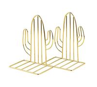 Sujetalibros Extremos de Metal para Estantes Soporte Geométrico para Libros Pesados Soporte Decorativo para Libros de Cactus Tapones de Libro para Oficina(Oro, 1 pares)
