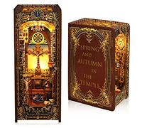 Sujetalibros Kit de esquina libro DIY - Escena de la iglesia católica LED de madera 3D - Puzzle en miniatura inmersivo para adultos y adolescentes - Regalo para amantes de los libros